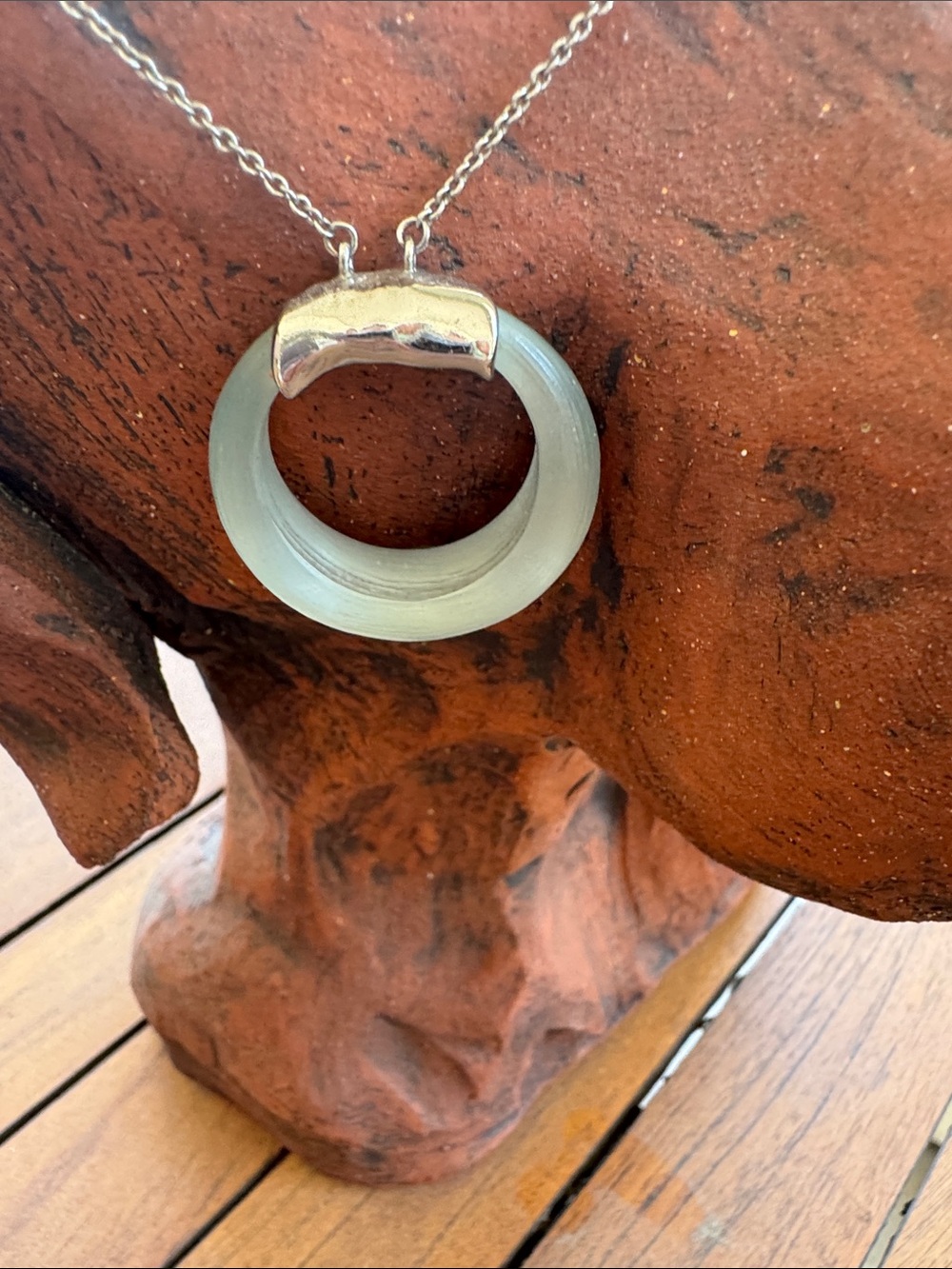 Alexis Bittar Pale Green Resin Ring Pendant Necklace
